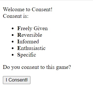 Preview of the Consent game webpage